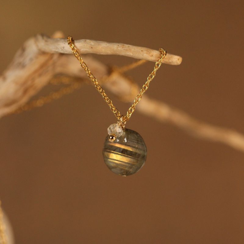 Collier Labradorite dorée 